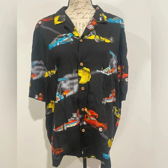 paradise found Other - Paradise Found Hawaiian Shirt Dragsters Cars Black Rayon Size XL